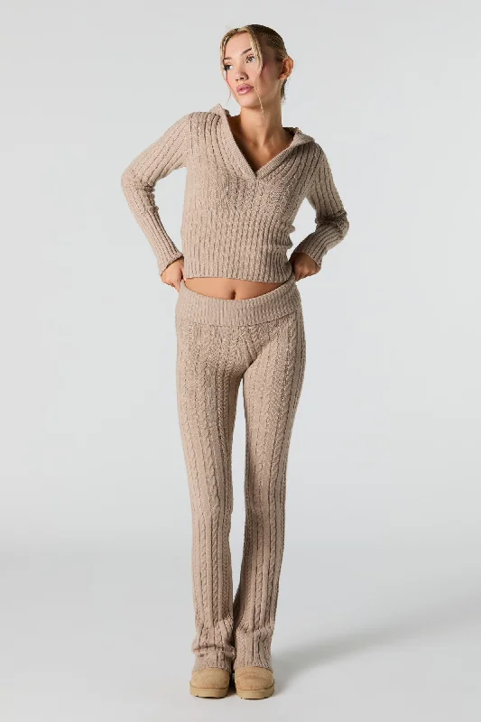 Cable Knit Wide Leg Pant Classic Flared Pants