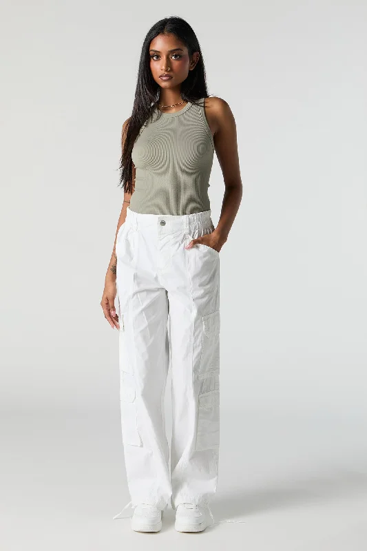 Self Tie Hem Straight Leg Multi Pocket Cargo Pant Cozy Maternity Pants