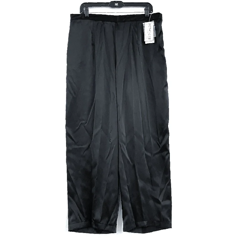 NWT Wmns NOTATIONS Black Silky Satin Loose Fit Wide Leg Pants Sz 1X Chic Checkered Pants