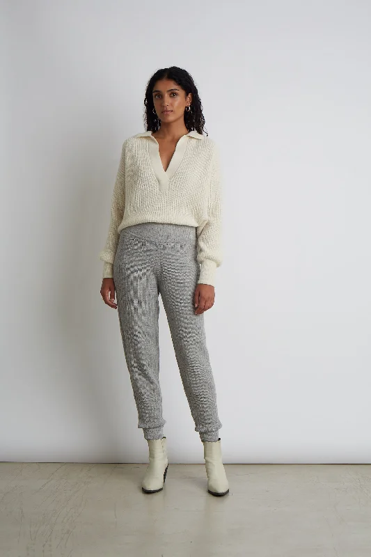LARIA TRACK PANT | PALE MELANGE GREY Classic Stretch Pants