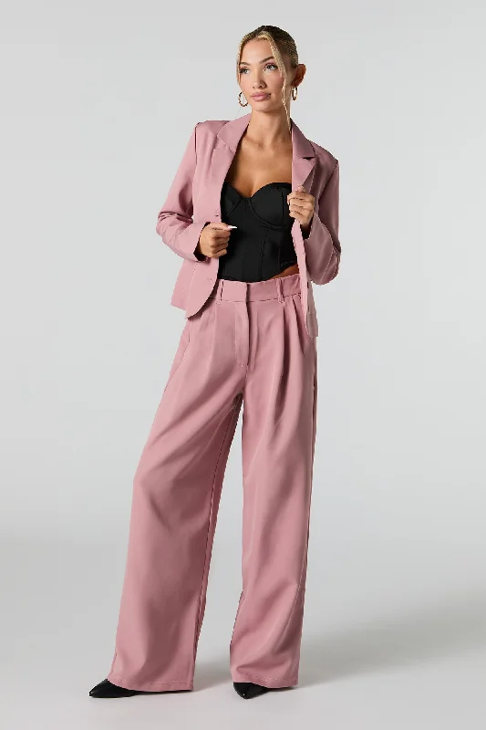 Pleated Wide Leg Dress Pant Casual Plaid Pants