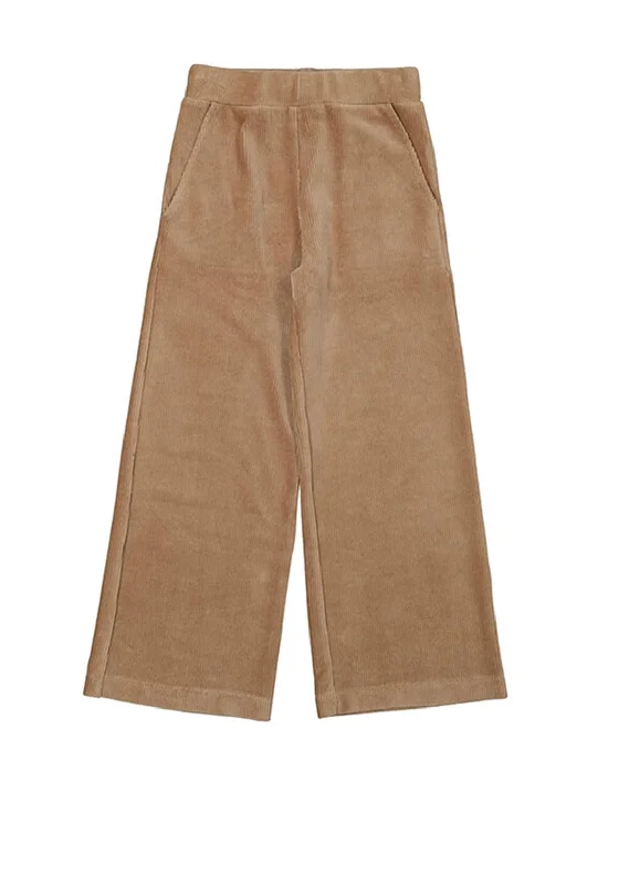 Mayoral Older Wide Leg Corduroy Pant, Tan Cozy Knit Pants