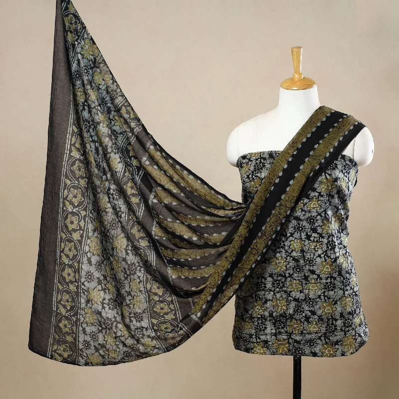 Multicolor- 3pc Cotton Kutch Batik Print Dress Material 148