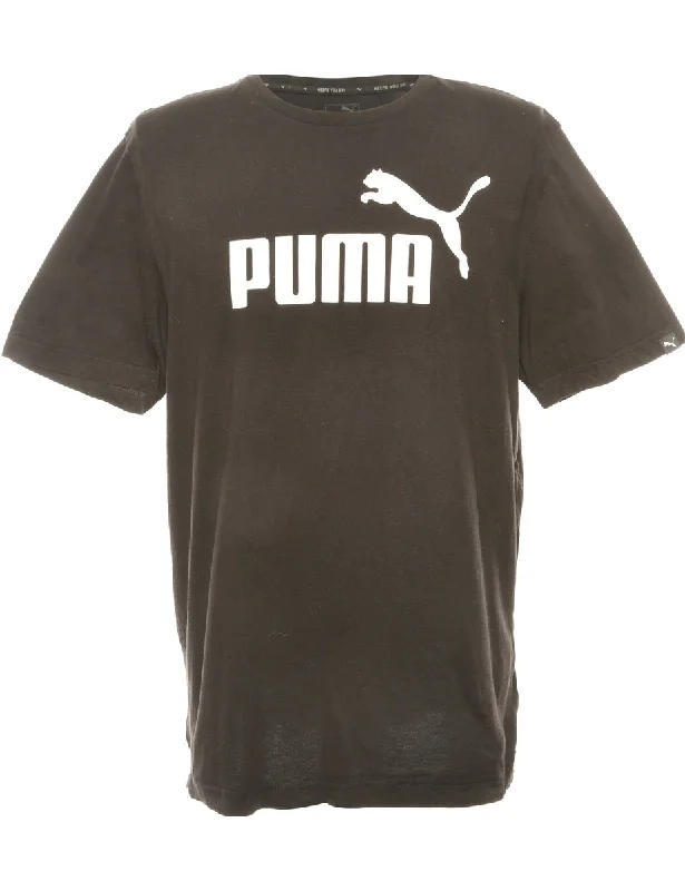 Black Puma Printed T-shirt - M Lace Blend Ribbed Blend Corduroy Blend
