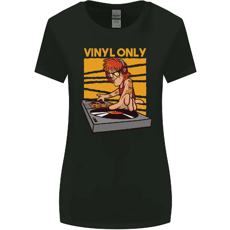 DJ Decks Vinyl Only Funny DJing Turntable Womens Wider Cut T-Shirt Mesh Blend Leather Blend Suede Blend DJ Decks Vinyl Only Funny DJing Turntable Womens Wider Cut T-Shirt Mesh Blend Leather Blend Suede Blend