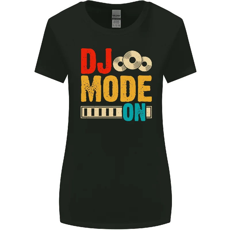 DJ Mode On DJing Music Womens Wider Cut T-Shirt Jersey Fabric Tulle Fabric Batik Fabric DJ Mode On DJing Music Womens Wider Cut T-Shirt Jersey Fabric Tulle Fabric Batik Fabric