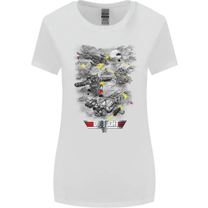 Dog Fight Parody Airforce RAF Funny Womens Wider Cut T-Shirt Jersey Fabric Tulle Fabric Batik Fabric