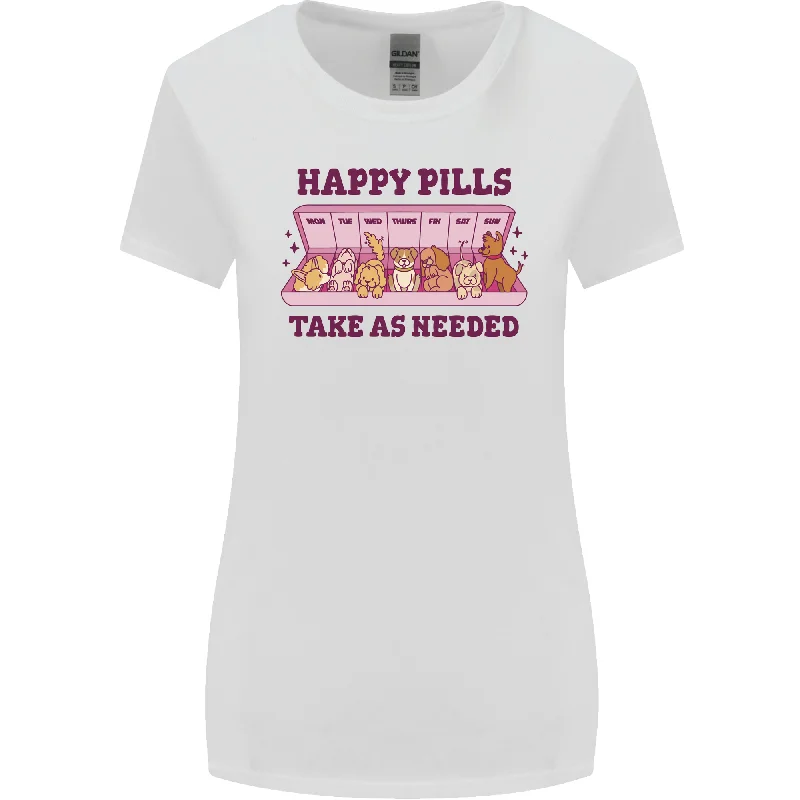 Dog Happy Pills Womens Wider Cut T-Shirt Hooded Caped Shawl Collar