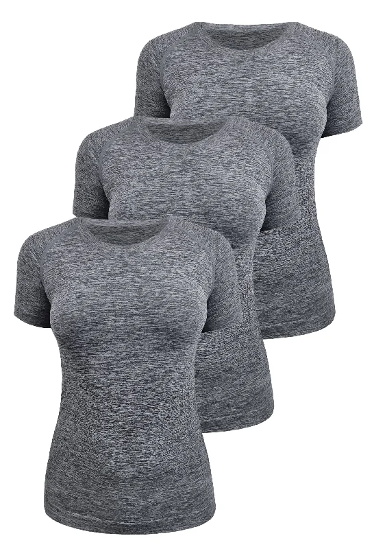 Seamless Short Sleeve Active Tee - 3 Pack V-Neck T-Shirt Long Sleeve Cotton