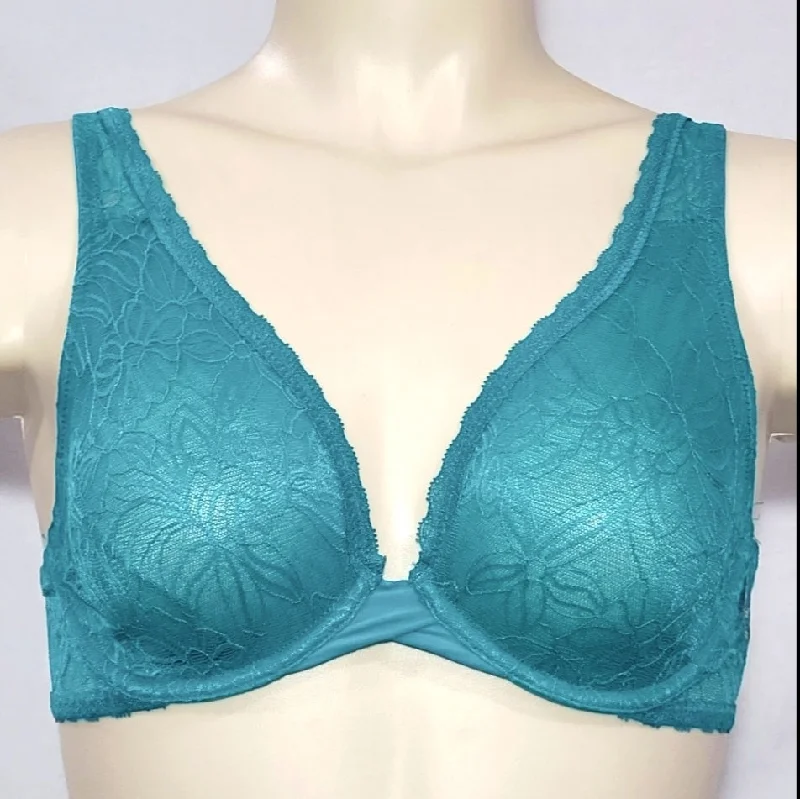 Xhilaration Unlined T-Shirt Lace Underwire Bra 34A Teal Green Faux Fur Fabric Real Fur Fabric Shearling Fabric