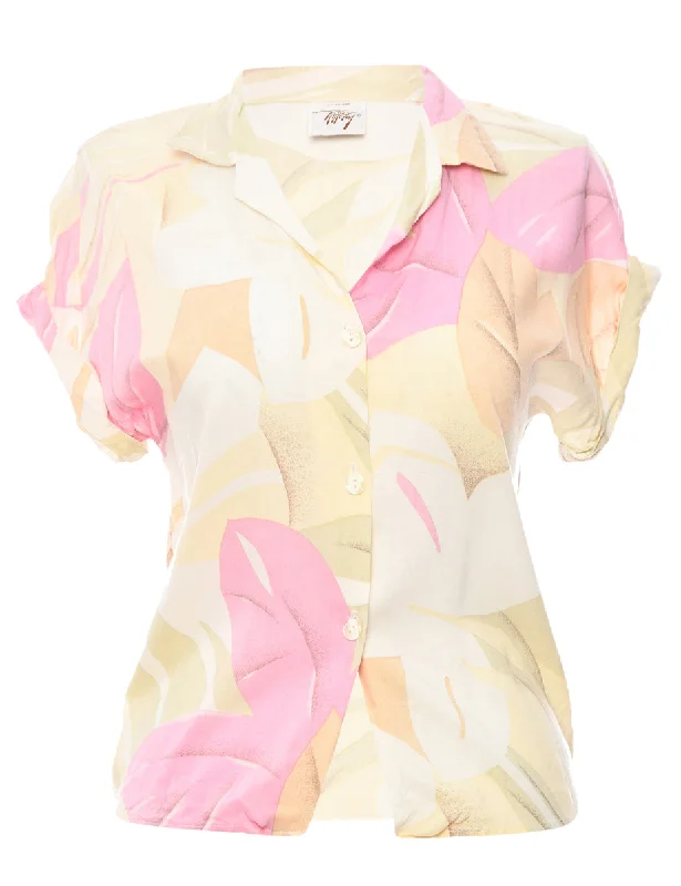 Button Front Multi Colour Blouse - M Lightweight Tunic Blouse