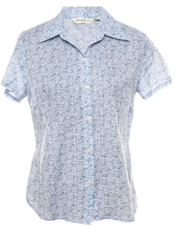 Eddie Bauer Ditzy Floral Print Blouse - M Semi-Sheer Blouse