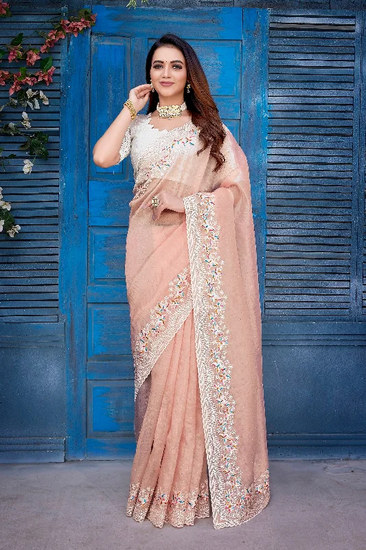 Women Party Wear Jimichu Silk Saree With Un Stitched Blouse Stylish Wrap Blouse