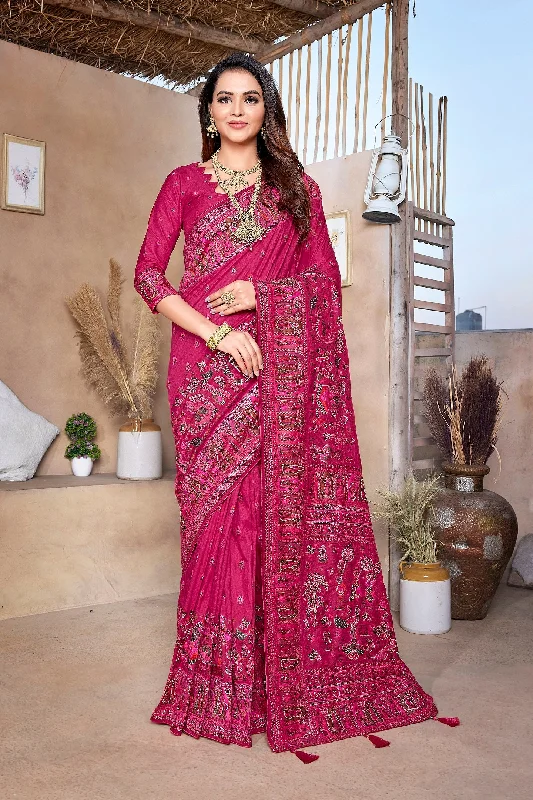 Women Wedding Wear Jaquard Weaving Worked Pure Pasmina Saree With Un Stitched Blouse Stretchy Fitted Blouse Women Wedding Wear Jaquard Weaving Worked Pure Pasmina Saree With Un Stitched Blouse Stretchy Fitted Blouse