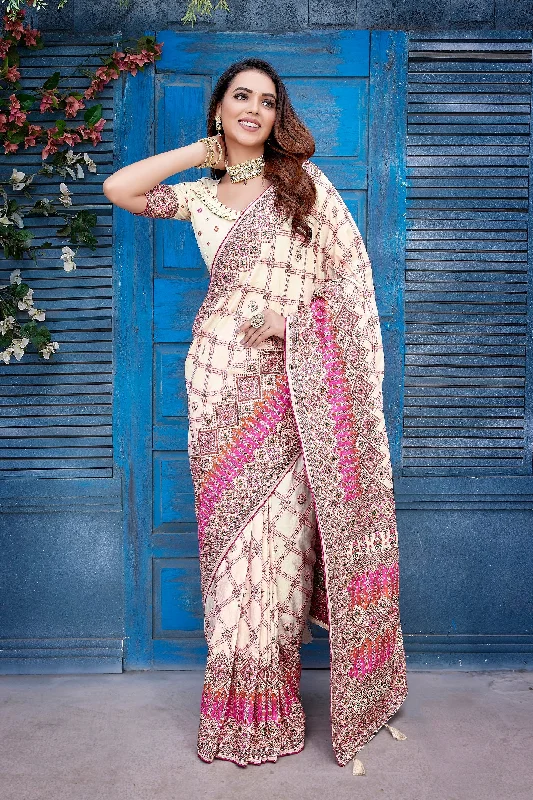 Women Wedding Wear Jaquard Weaving Worked Pure Pasmina Saree With Un Stitched Blouse Silky Tunic Blouse Women Wedding Wear Jaquard Weaving Worked Pure Pasmina Saree With Un Stitched Blouse Silky Tunic Blouse