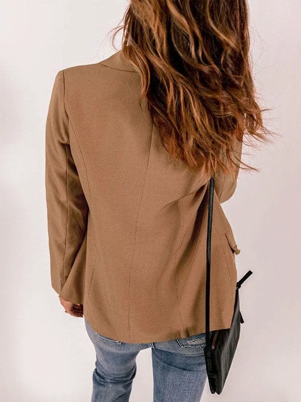 Ladies' Relaxed-Fit Shacket with Fake Pockets Lightweight Linen Blouse