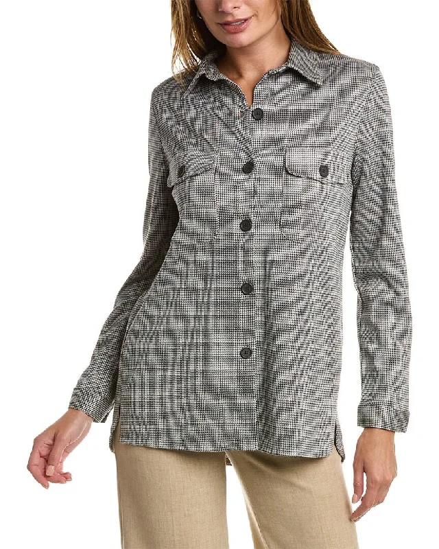 Max Studio Double Knit Shacket Oversized Silk Blouse