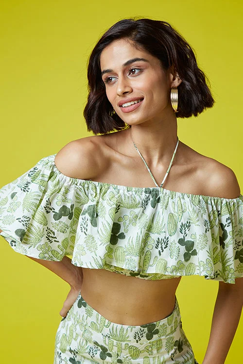 Okhai 'Heartleaf' Hand Block Printed Pure Cotton Blouse Delicate Bow Blouse