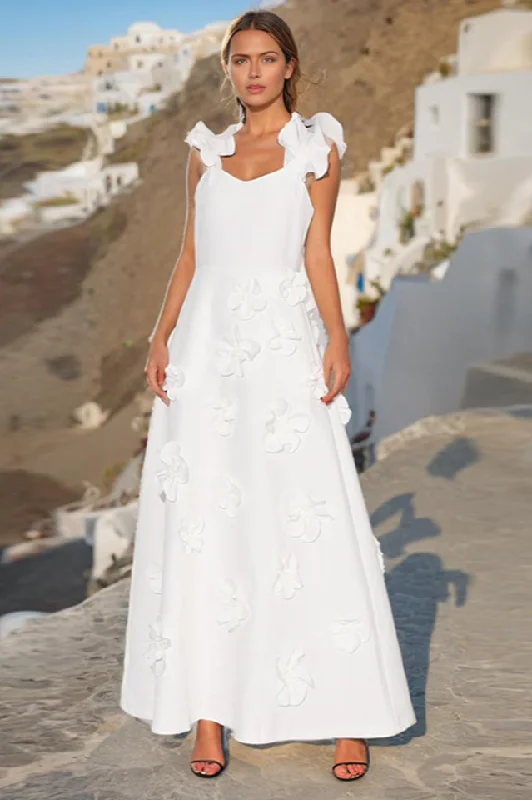 Bracha 3D Flower Maxi Dress Comfortable Satin Maxi Dress