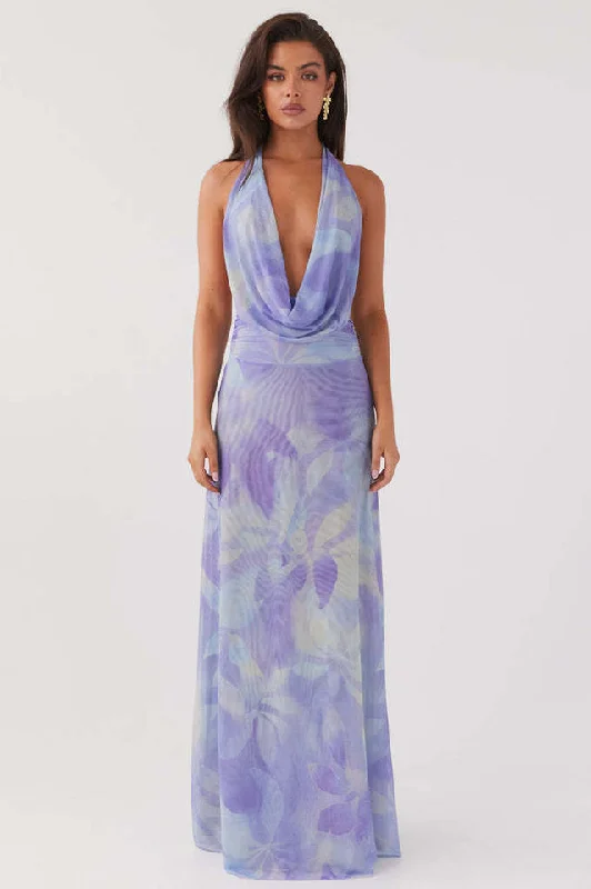 Elysia Chiffon Maxi Dress Elegant Floral Maxi Dress