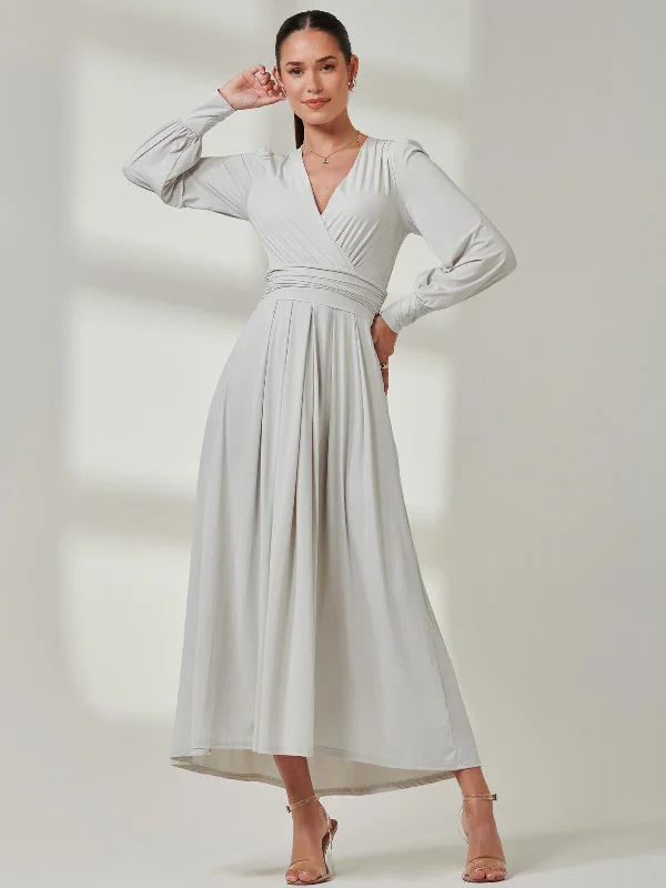 Long Sleeve Super Soft Jersey Maxi Dress, Pearl Chic Summer Floral Maxi Dress