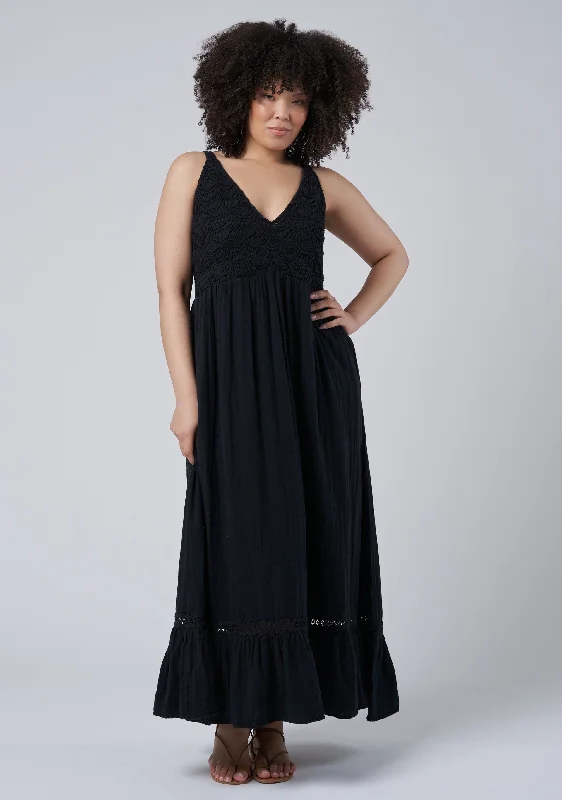 Lorel Lace Detail Maxi Dress Stylish Button-Up Maxi Dress