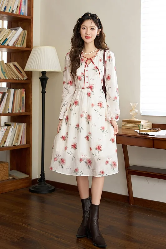 Floral Maxi Dress for Women Stylish Pleated A-Line Maxi Dress