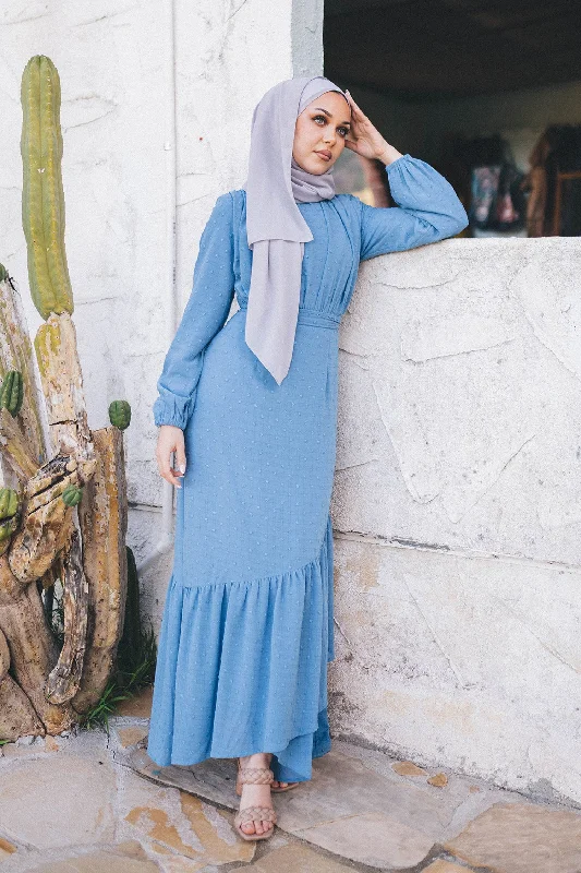 Thalia Textured Maxi Dress- Blue Gray Chic Summer Maxi Dress