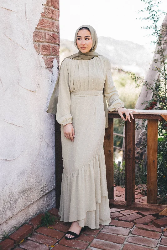 Thalia Textured Maxi Dress- Light Sage Fashionable Printed Maxi Dress