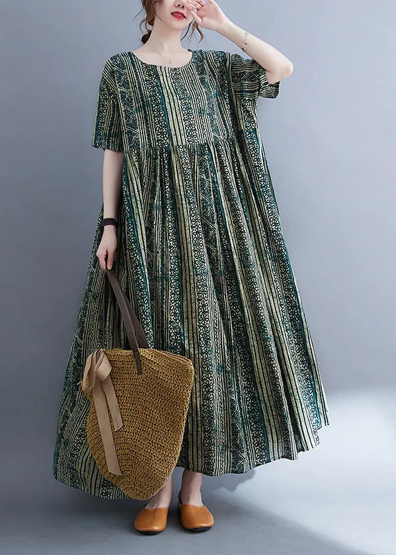 Vintage Green O-Neck Print Patchwork Maxi Dress Summer Comfortable Bohemian Maxi Dress Vintage Green O-Neck Print Patchwork Maxi Dress Summer Comfortable Bohemian Maxi Dress