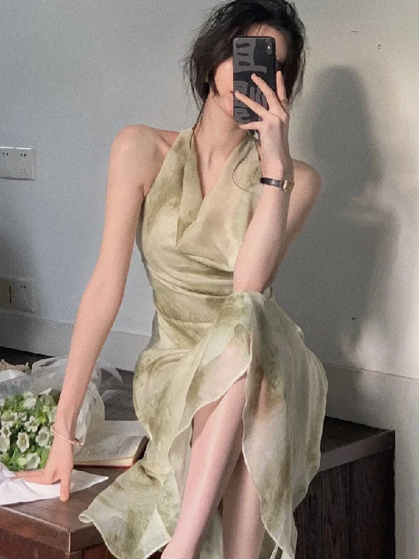 Vintage Sexy Sleeveless Neck-mounted Party Maxi Dresses for Women Halter Spaghetti Strap Folds Midi Dress Elegant Fashion Summer Comfortable T-Shirt Maxi Dress Vintage Sexy Sleeveless Neck-mounted Party Maxi Dresses for Women Halter Spaghetti Strap Folds Midi Dress Elegant Fashion Summer Comfortable T-Shirt Maxi Dress