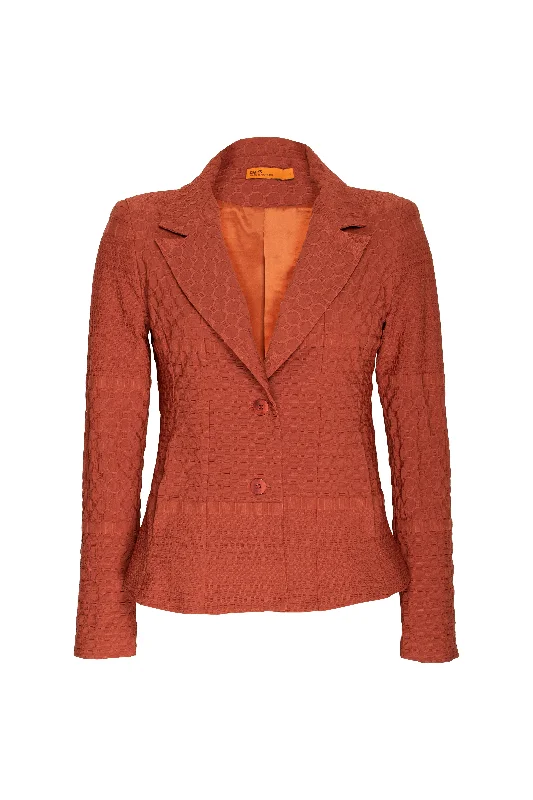 2 Button Seam Pocket Jacket - Copper Jacquard 5011 Tailored Jacket Straight Jacket A-Line Jacket 2 Button Seam Pocket Jacket - Copper Jacquard 5011 Tailored Jacket Straight Jacket A-Line Jacket