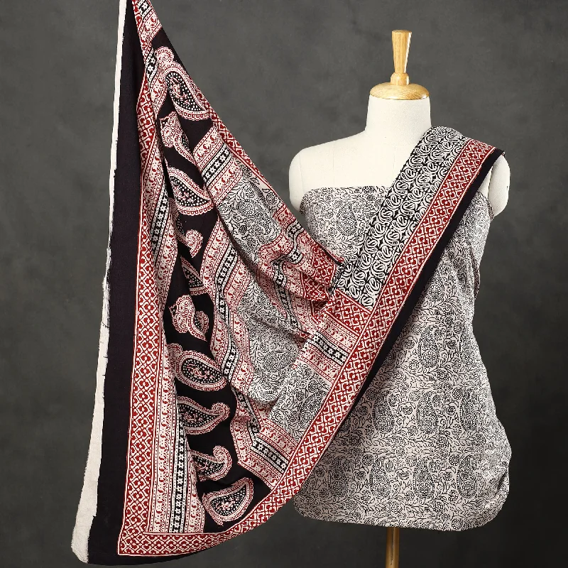 Grey - 3pc Bagh Print Cotton Dress Material Set 51