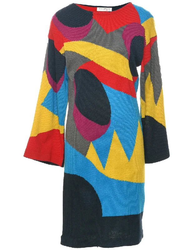 Abstract Pattern Jumper Dress - M