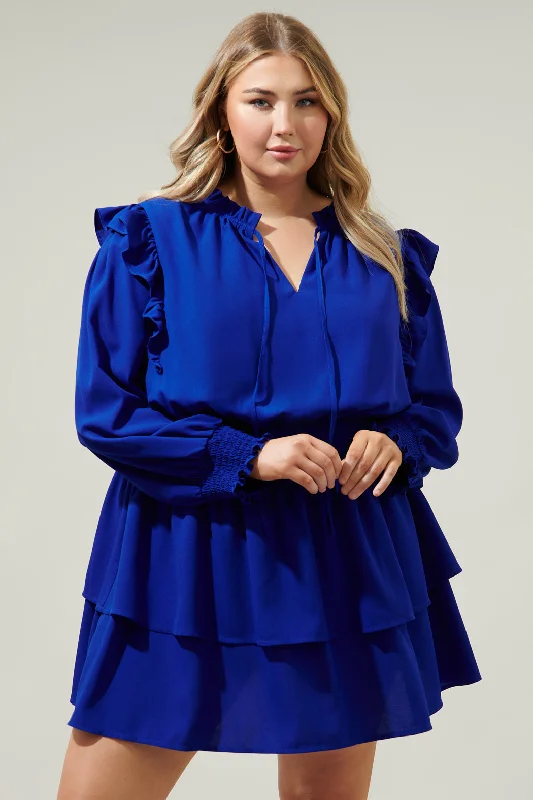 Baron Layered Mini Dress Curve Fashionable Denim Mini Dress
