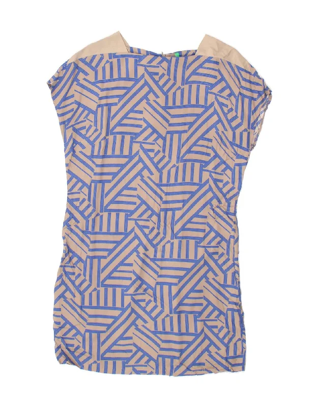 BENETTON Womens Abstract Pattern Sheath Dress UK 14 Large Blue