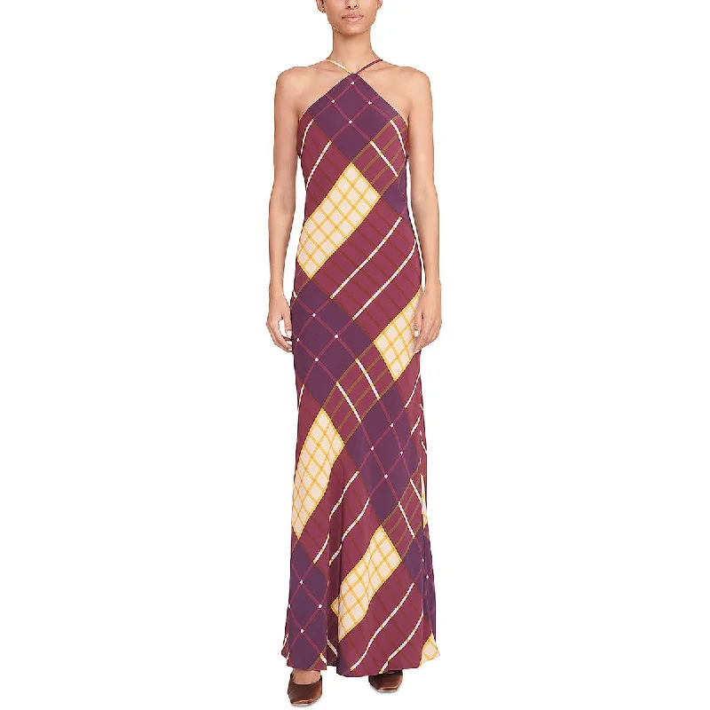 Cubism Womens Geometric Long Halter Dress