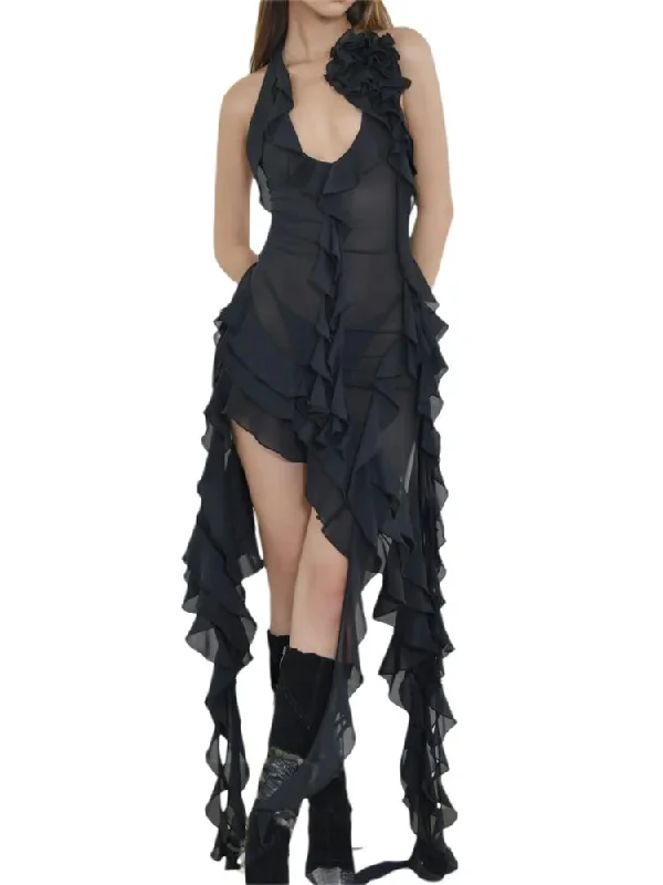 Trendy Asymmetrical Mesh Beach Party Mini Dresses Trendy Off-Shoulder Dress Mini