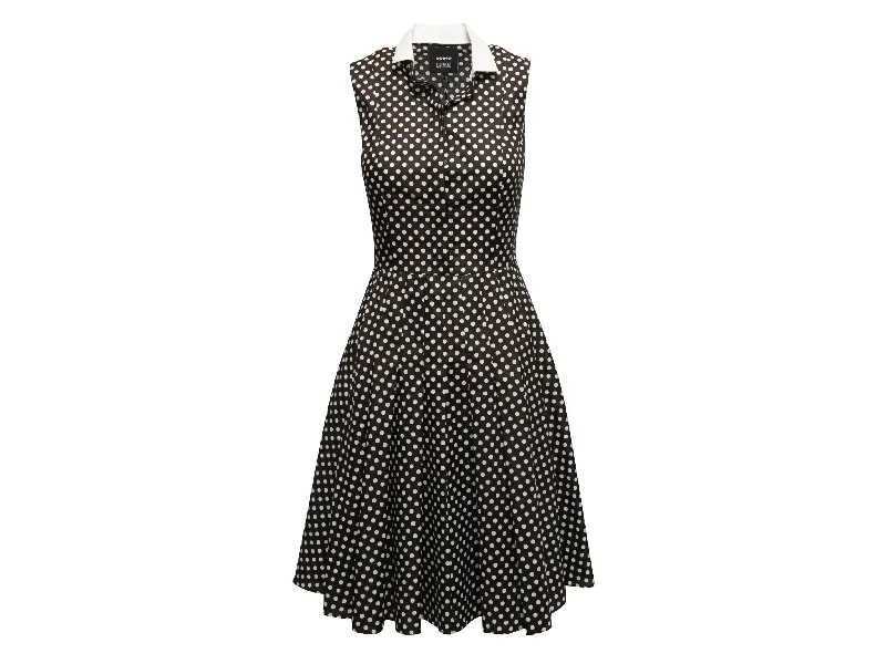 Black & White Akris Polka Dot A-Line Dress Size US 4