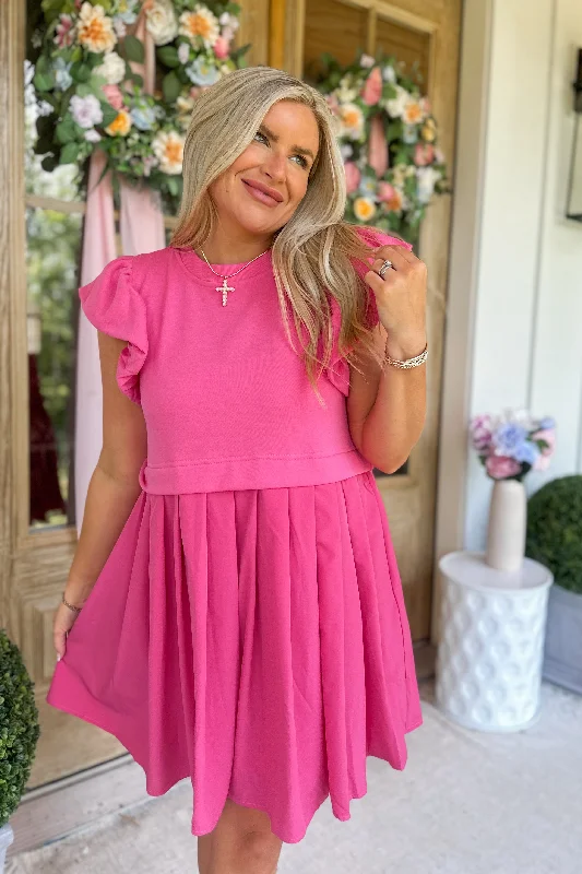 Blanche Round Neck Ruffle Sleeve Twofer Dress *FINAL SALE