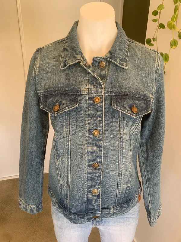 BNWT Blue Brakeburn Denim Jacket, 8 Ribbed Jacket Pleated Jacket Ruffled Jacket