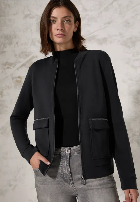 Cecil Black soft jacket with zip Satin Jacket Silk Jacket Chiffon Jacket