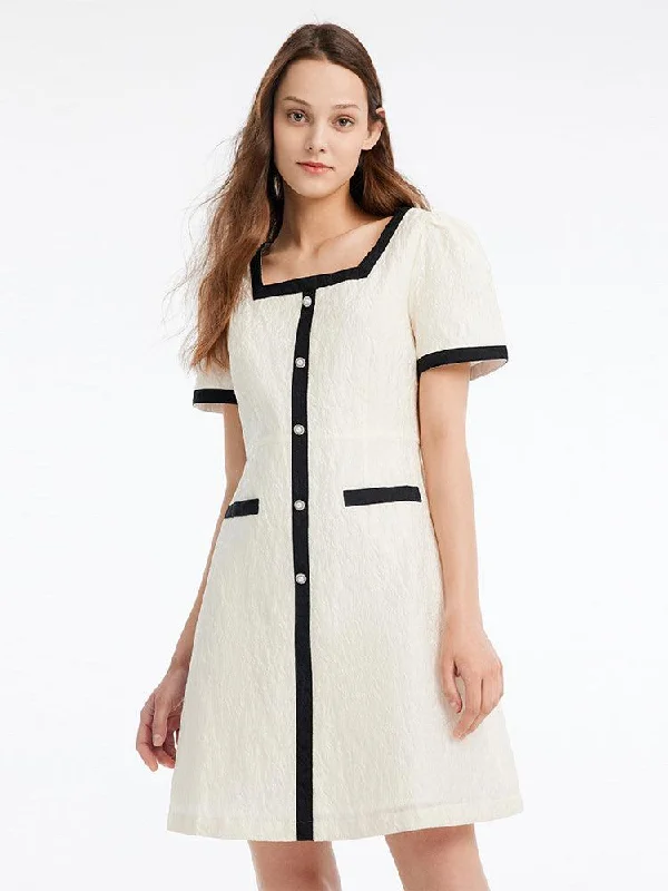 Chic Jacquard Dress (With Bowknot)