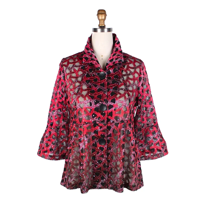 Damee Sequin Soutache Jacket in Red - 400-RD Nylon Fabric Polyester Fabric Spandex Fabric Damee Sequin Soutache Jacket in Red - 400-RD Nylon Fabric Polyester Fabric Spandex Fabric