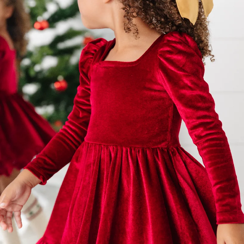 Crimson Velvet Mod Twirl Dress