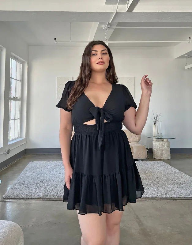 Plus Size Chiffon Tie Front Dress