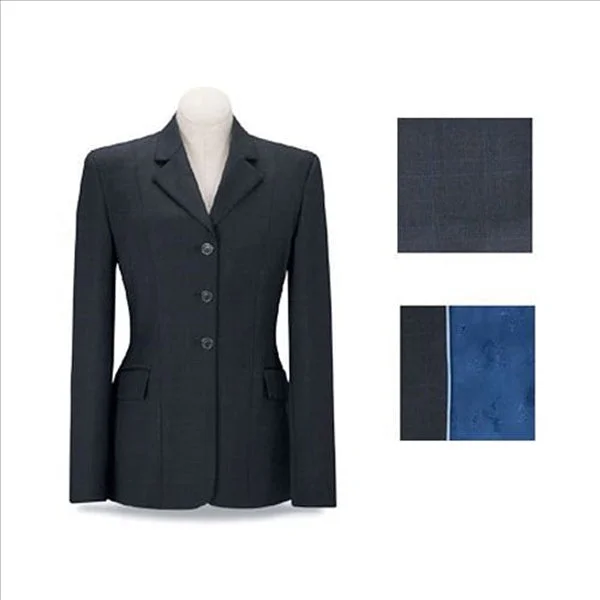 D8456 RJ Classics Women's Devon English Jacket Navy Plaid Jacket Blazer Coat