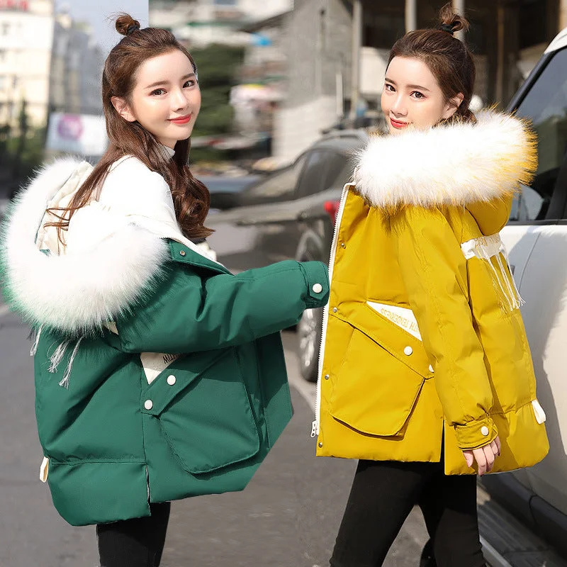Down padded jacket women short new cotton jacket Snapped Jacket Toggled Jacket Drawstring Jacket