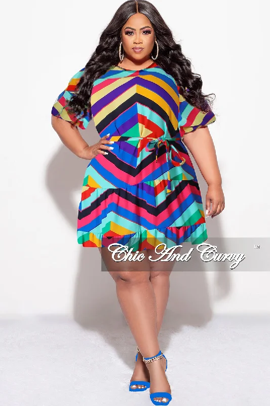 Final Sale Plus Size Skater Dress in Multi-Color Print