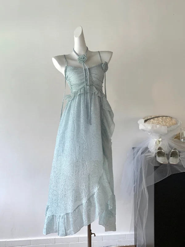 French Temperament Green Fairy Seaside Holiday Dress